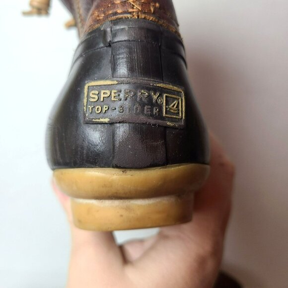 Sperry Saltwater Women's Size7 M Brown Leather Rubber Rain Duck Boots STS91176 - Picture 6 of 9